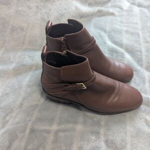 Cole Haan Women's Etta Leather Block-Heel Booties Sz: 5 B